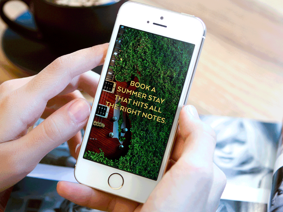 Omni Barton Creek LIVE — animated mobile campaign, rock guitar amid Hill Country foliage
