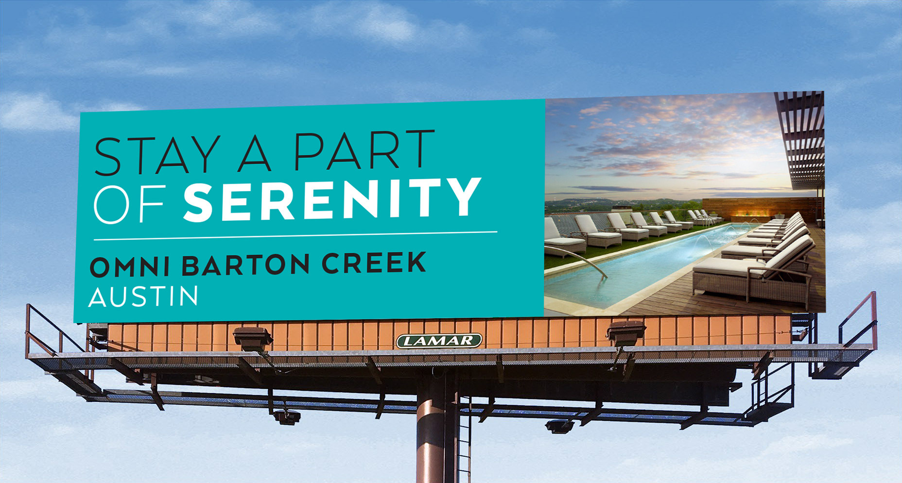 'Stay A Part Of Serenity' billboard for Omni Barton Creek, Austin